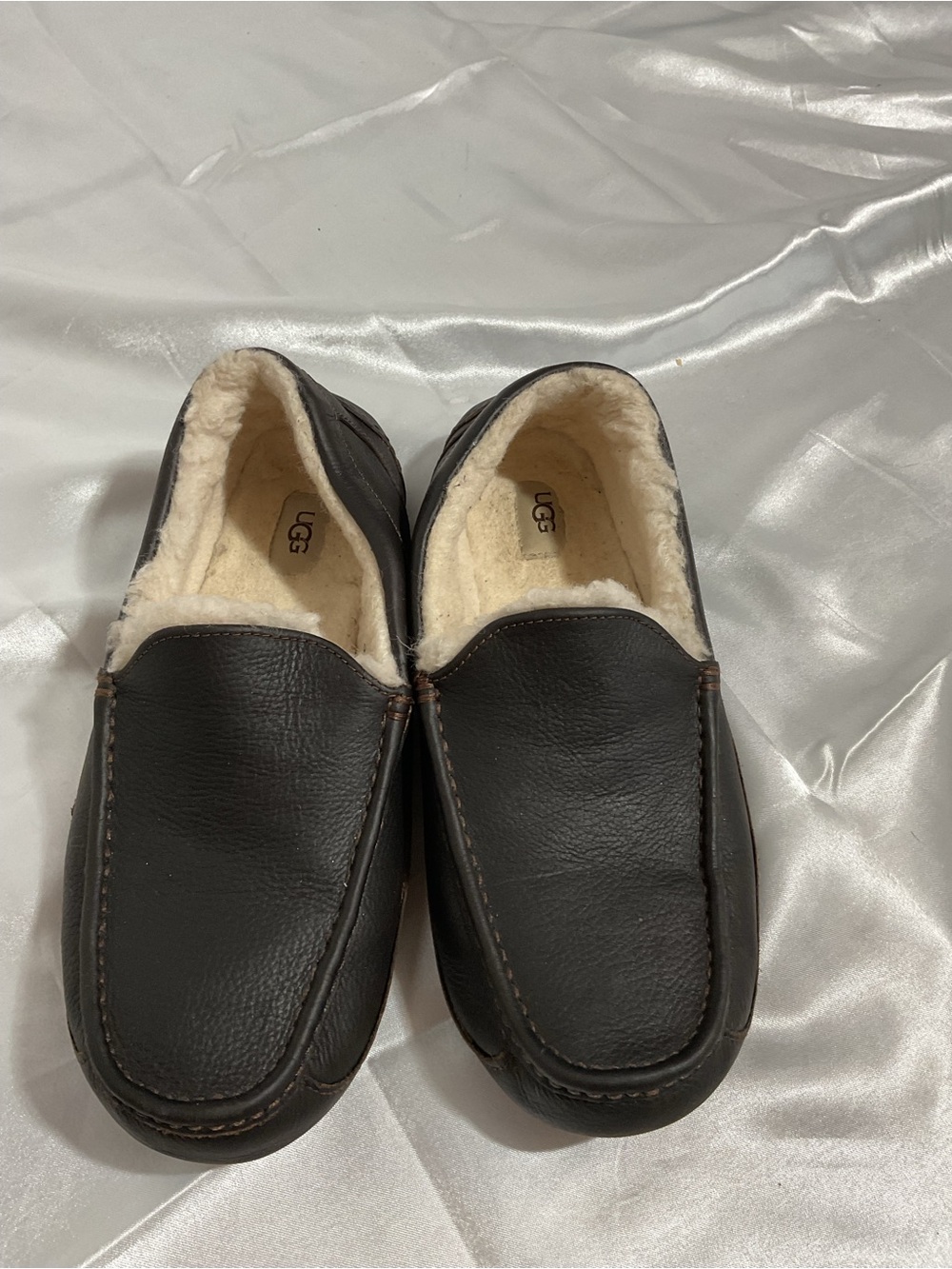 Men's Black Shearling-Lined Moccasin Slippers
